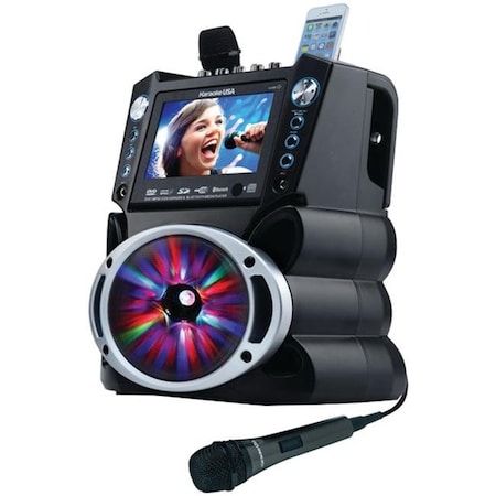Karaoke Usa Karaoke Usa GF842 DVD-CD Plus G-MP3 Plus G Bluetooth Karaoke System with TFT Color Screen & LED Sync Lights; Black - 7 in. GF842